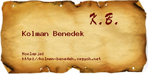 Kolman Benedek névjegykártya