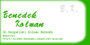 benedek kolman business card